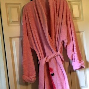 Pink Flamingo Chenille Robe